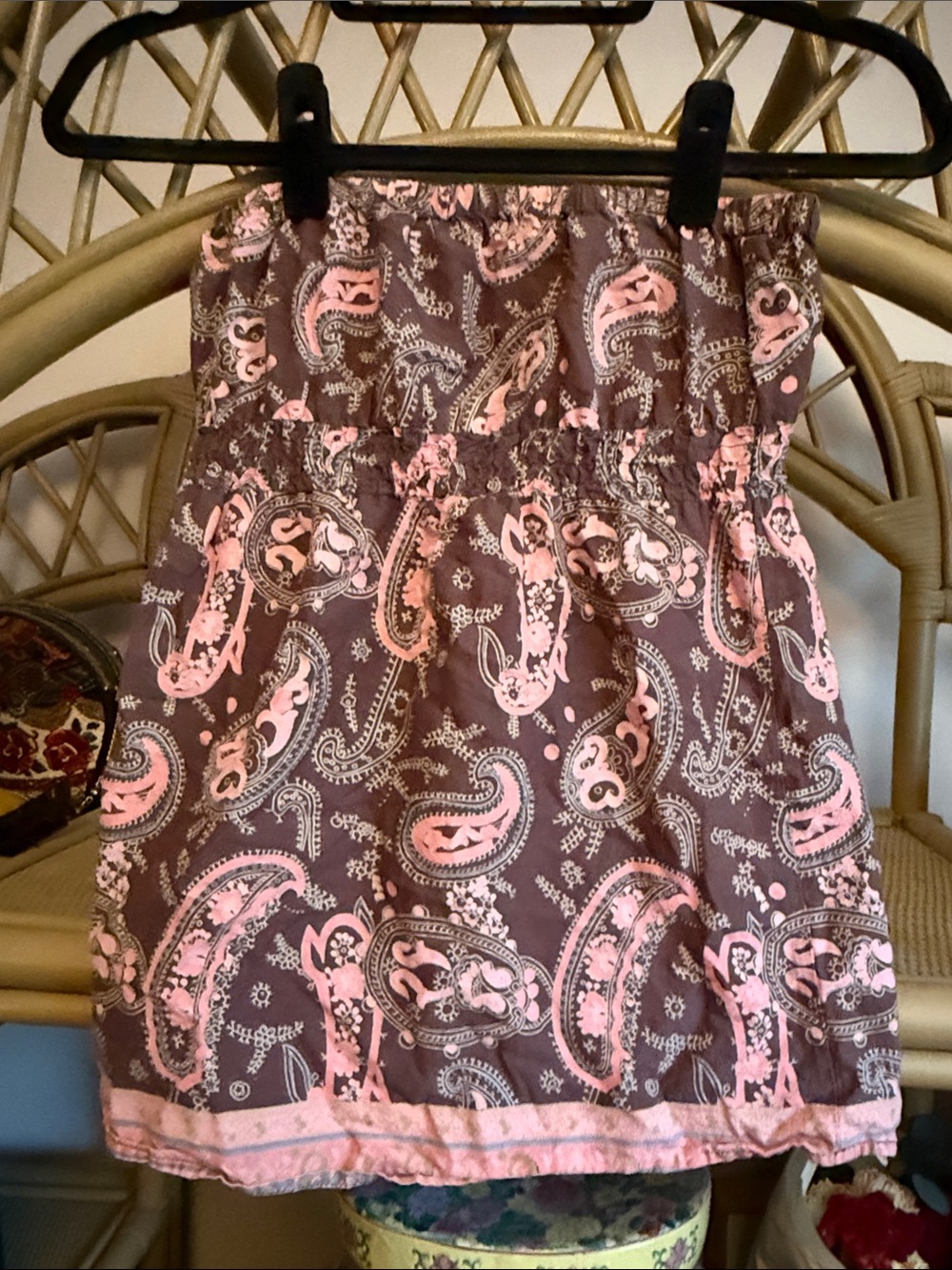 Charlotte Russe Brown and Pink Paisley Strapless Tube Top